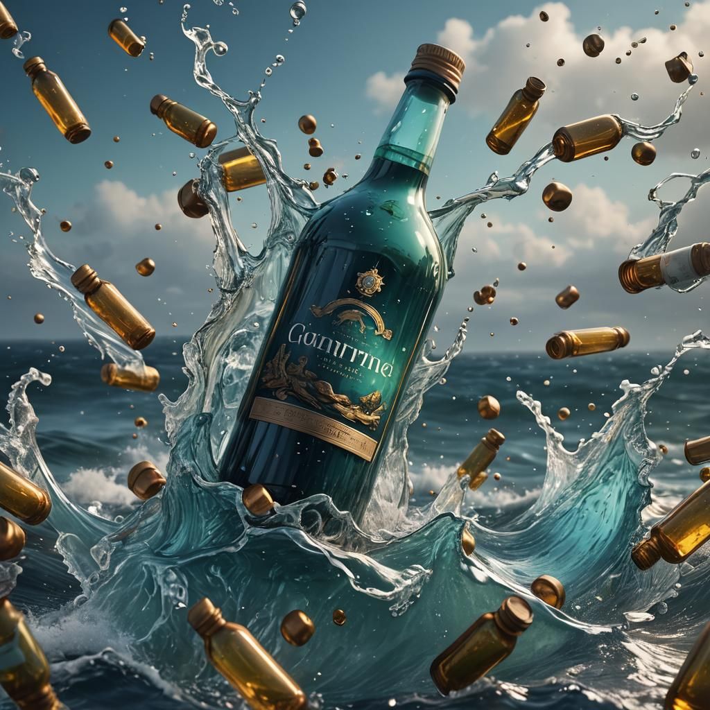 Bottle Spill: Ocean Pollution in Detailed Matte Painting