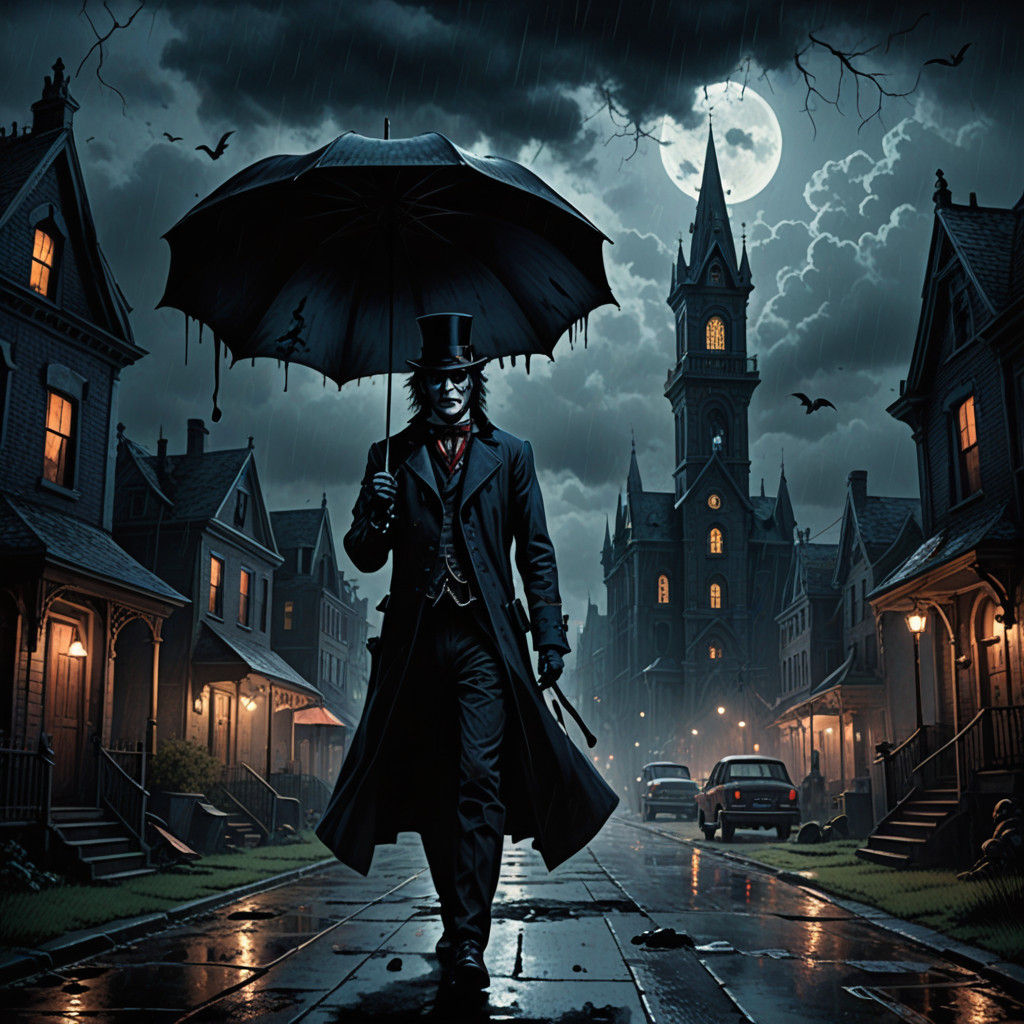 Gothic Horror Scene in Dark Urban Fantasy Style