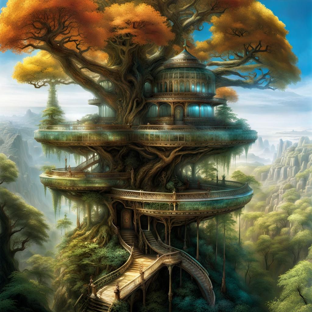 Crystalline Glass Treehouse: A Maximalist Fantasy