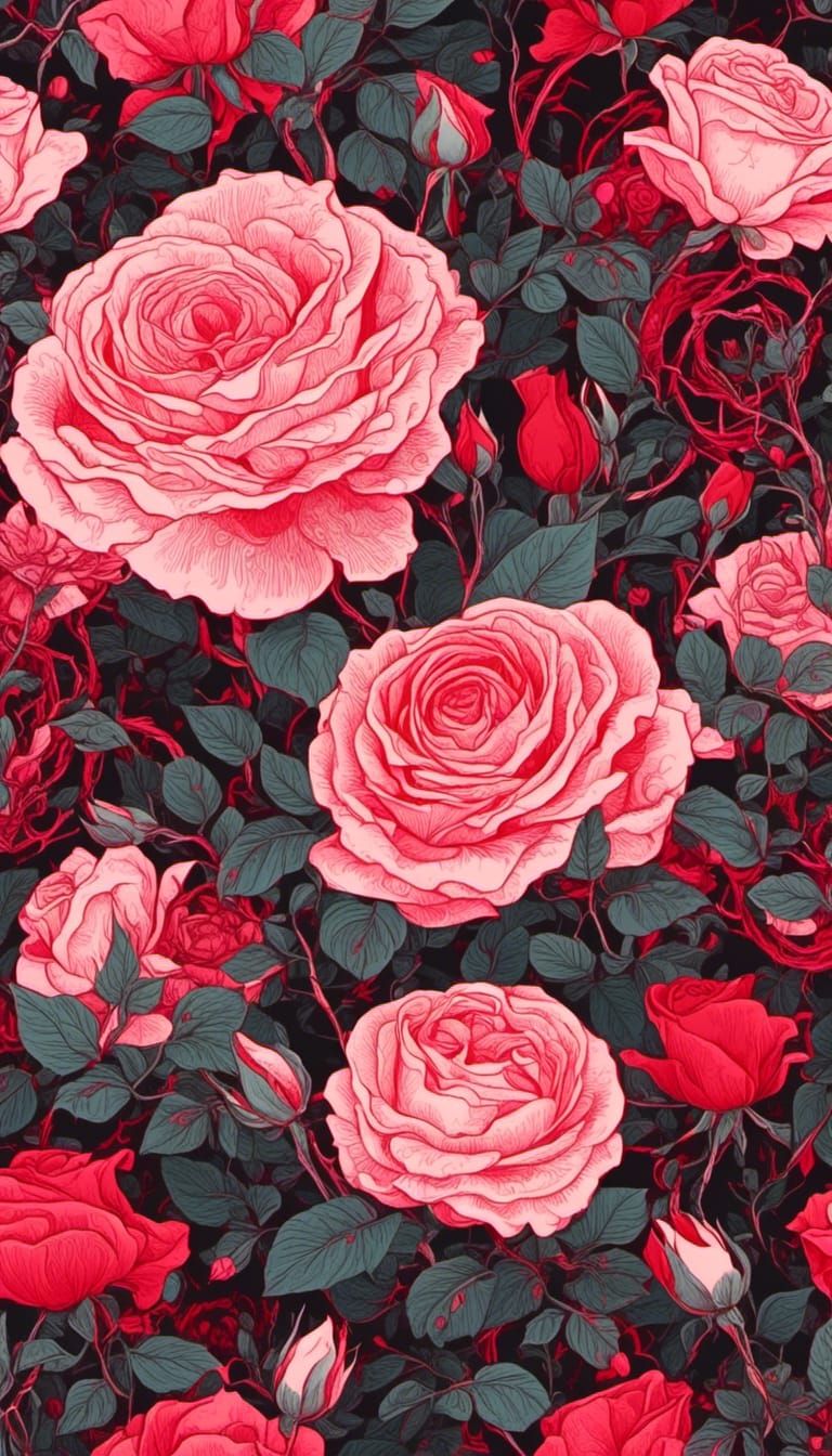 Dark Fantasy Roses and Thorns Design