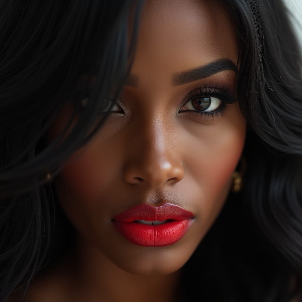 Beautiful Black Woman in Vogue Style Studio Portrait