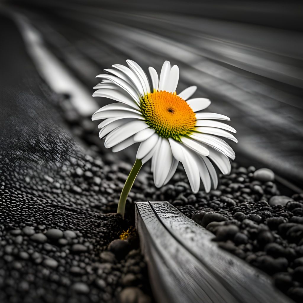 Resilient Daisy Breaks Through Concrete Sidewalk
