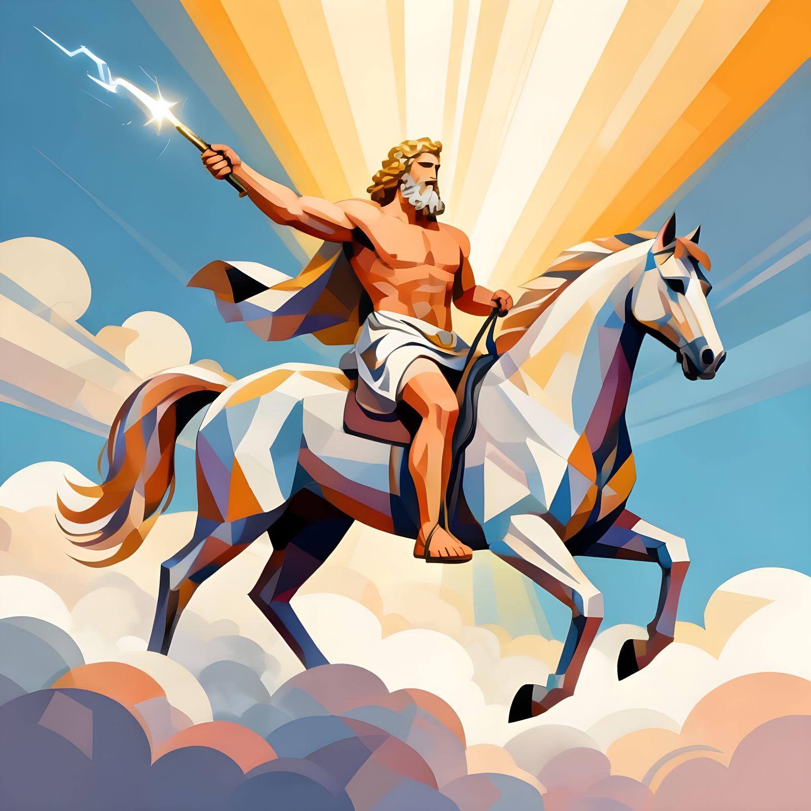 Zeus Riding a Heavenly Horse, Modernist Style