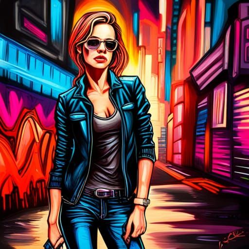 Super Spy in Neon Cyberpunk Cityscape