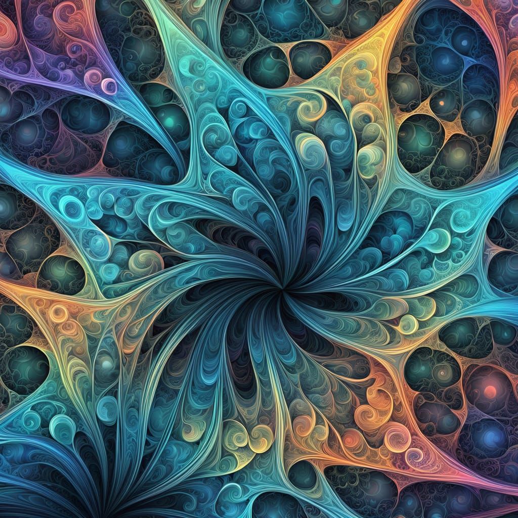 Vibrant Fractal Molecular Structure in Pastel Colors