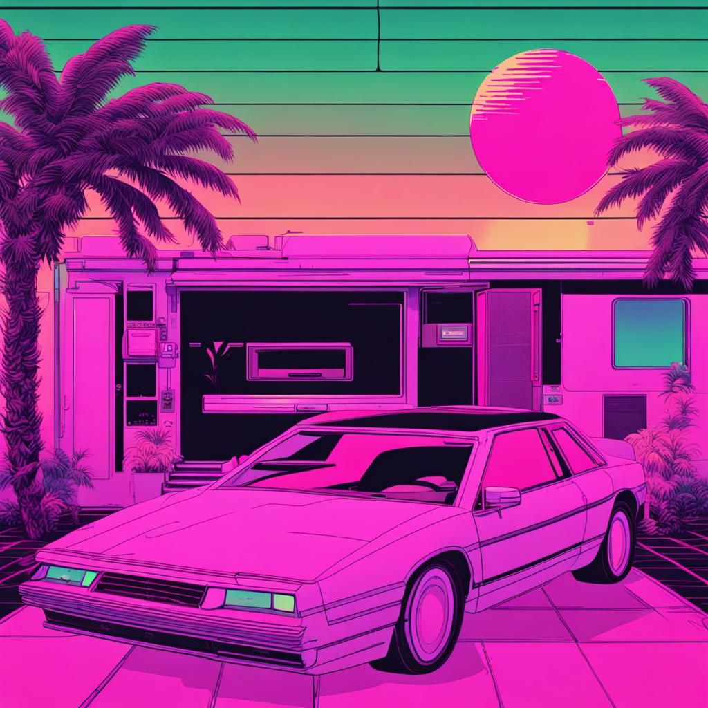 Neon Vaporwave Creation Inspired by 80s Culture