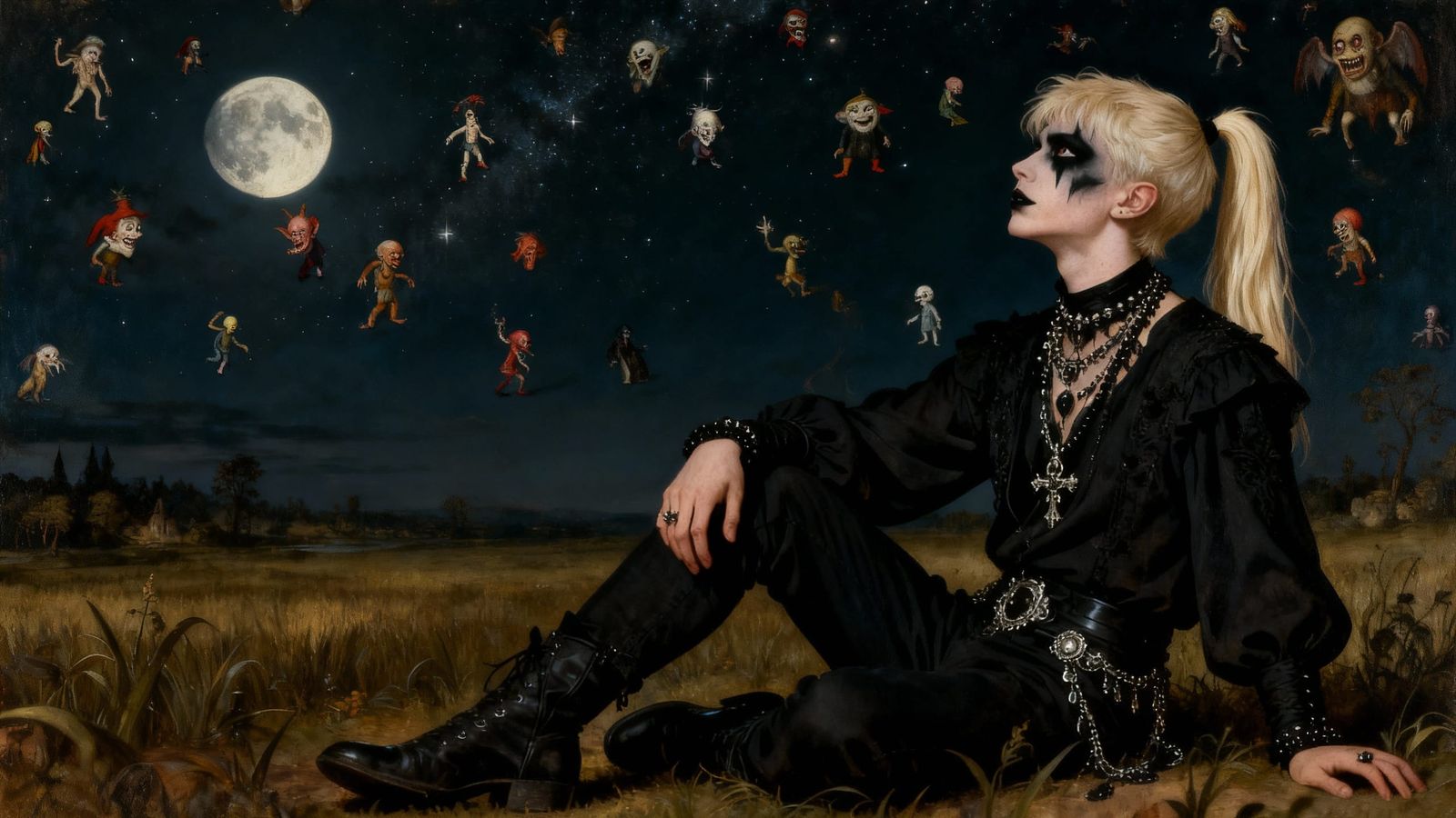 Dreadful Figures in a Bosch-Inspired Sky