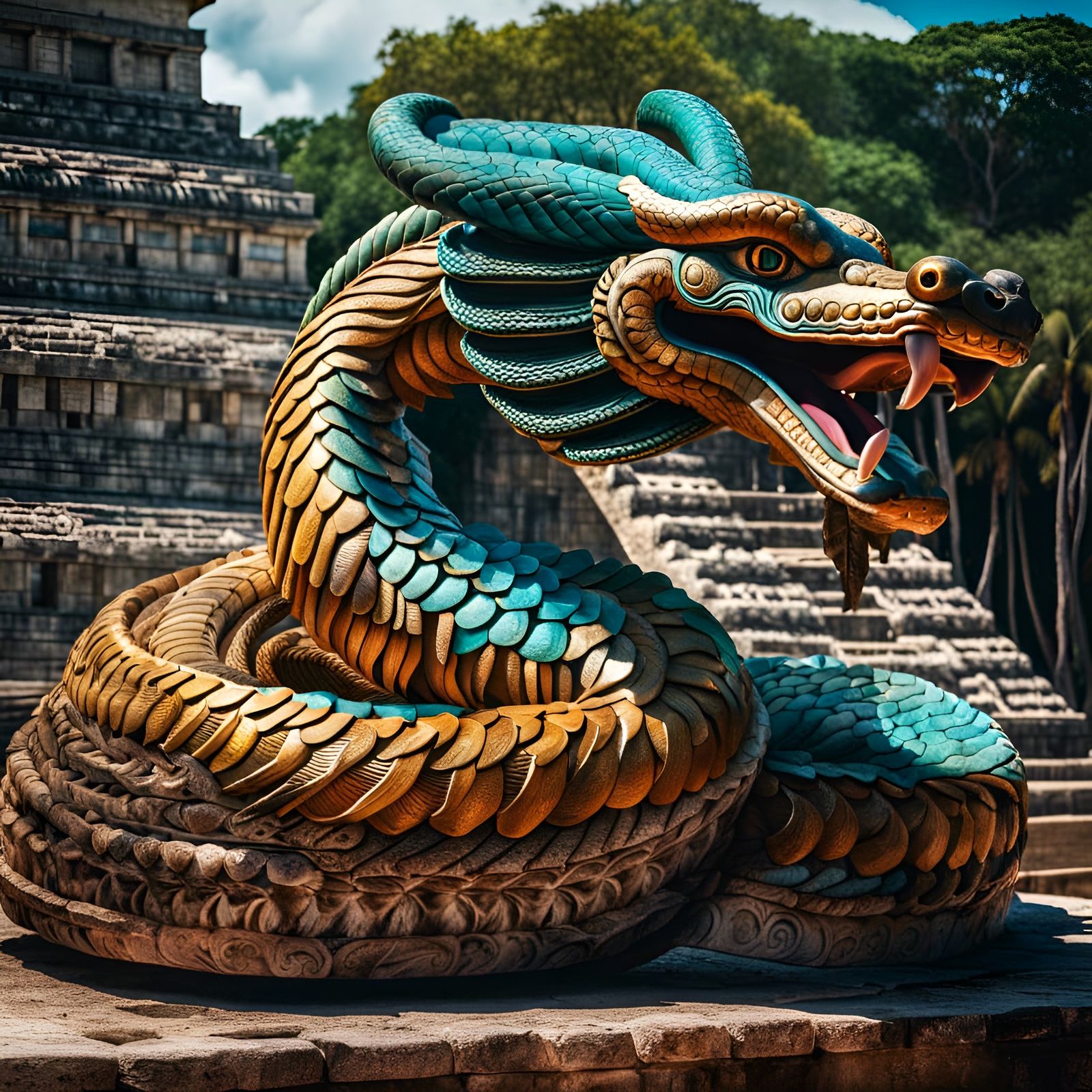 Kukulkan Serpent Deity at Chichen Itza: Dreamcore Art