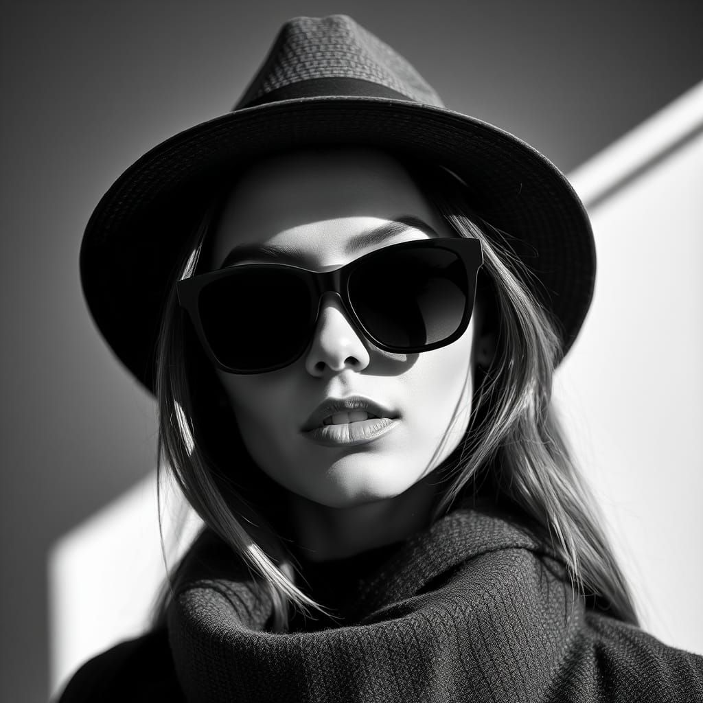 Woman in Sunglasses: Black and White Fashion Photography