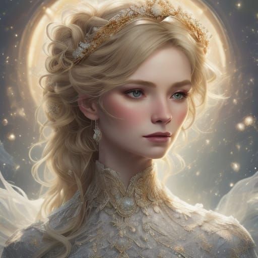 Dreamy Woman in Wedding Dress: Digital Art