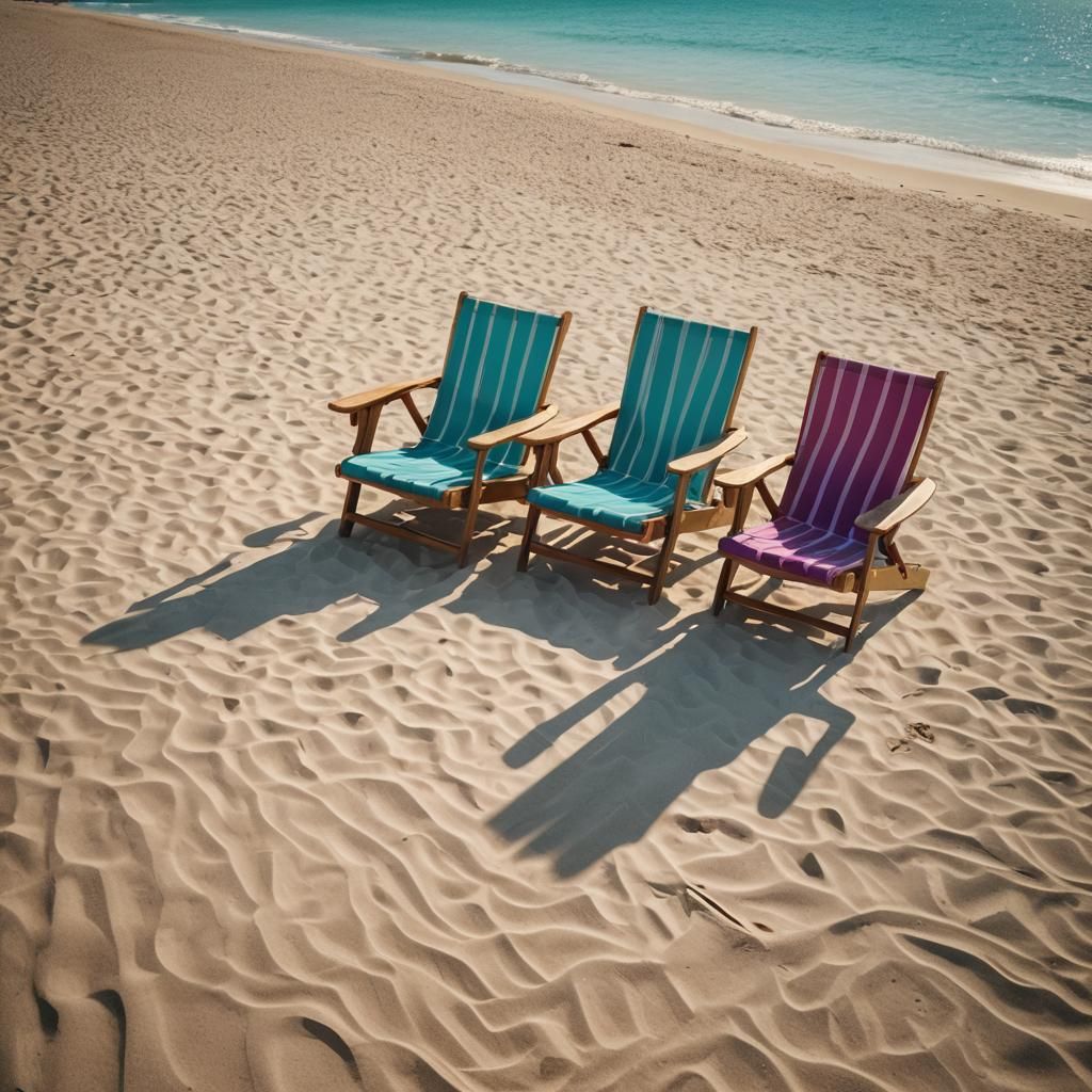 Nostalgic Beach Scene with Empty Deck Chairs