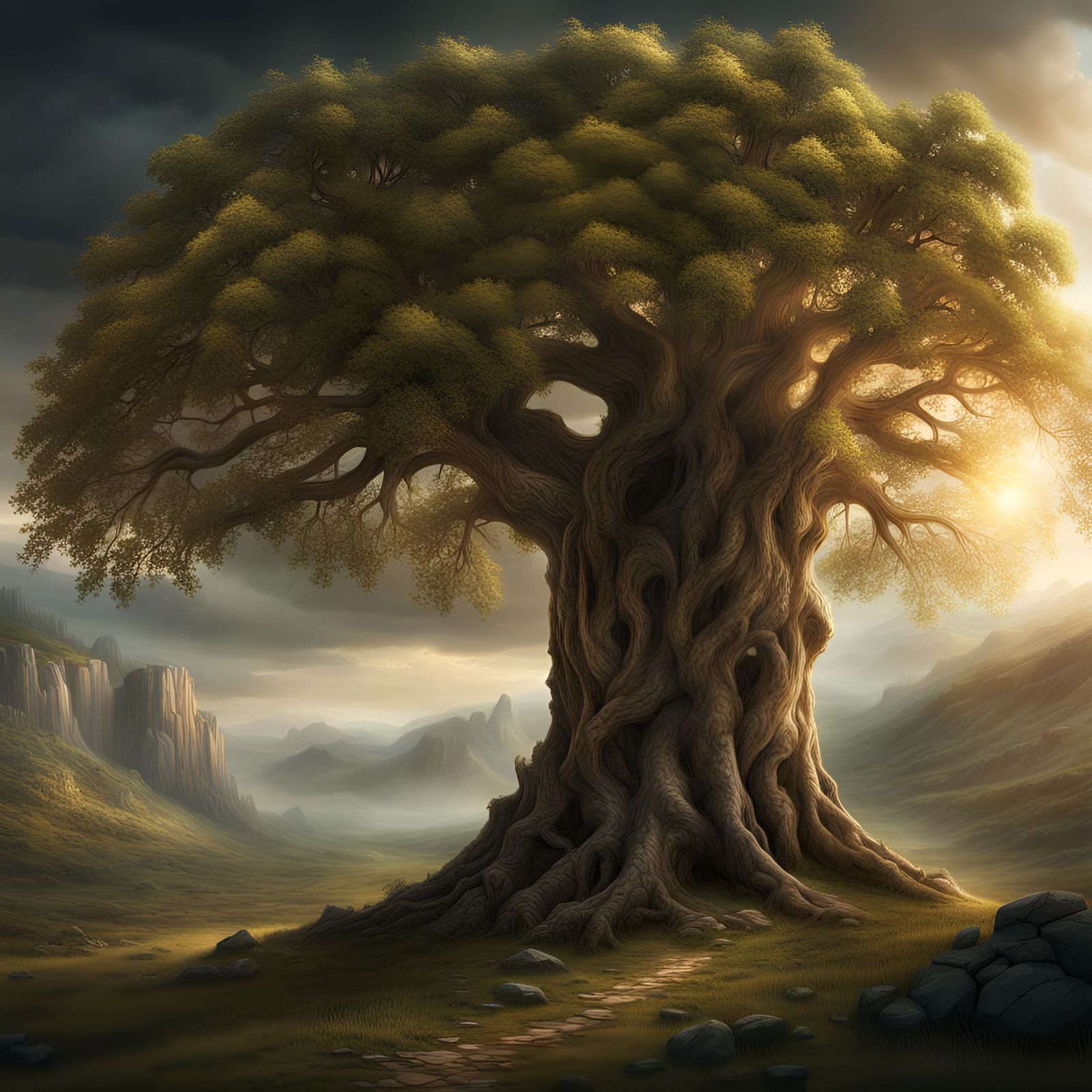 Sycamore Tree in Biblical Epic Digital Painting