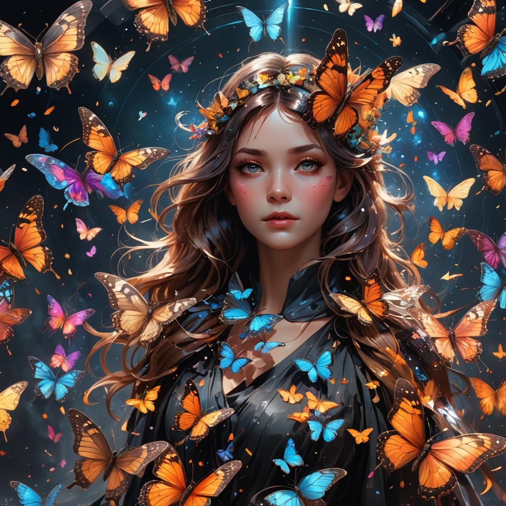 Butterflies Emerge from Black Hole, Hyperdetailed Art