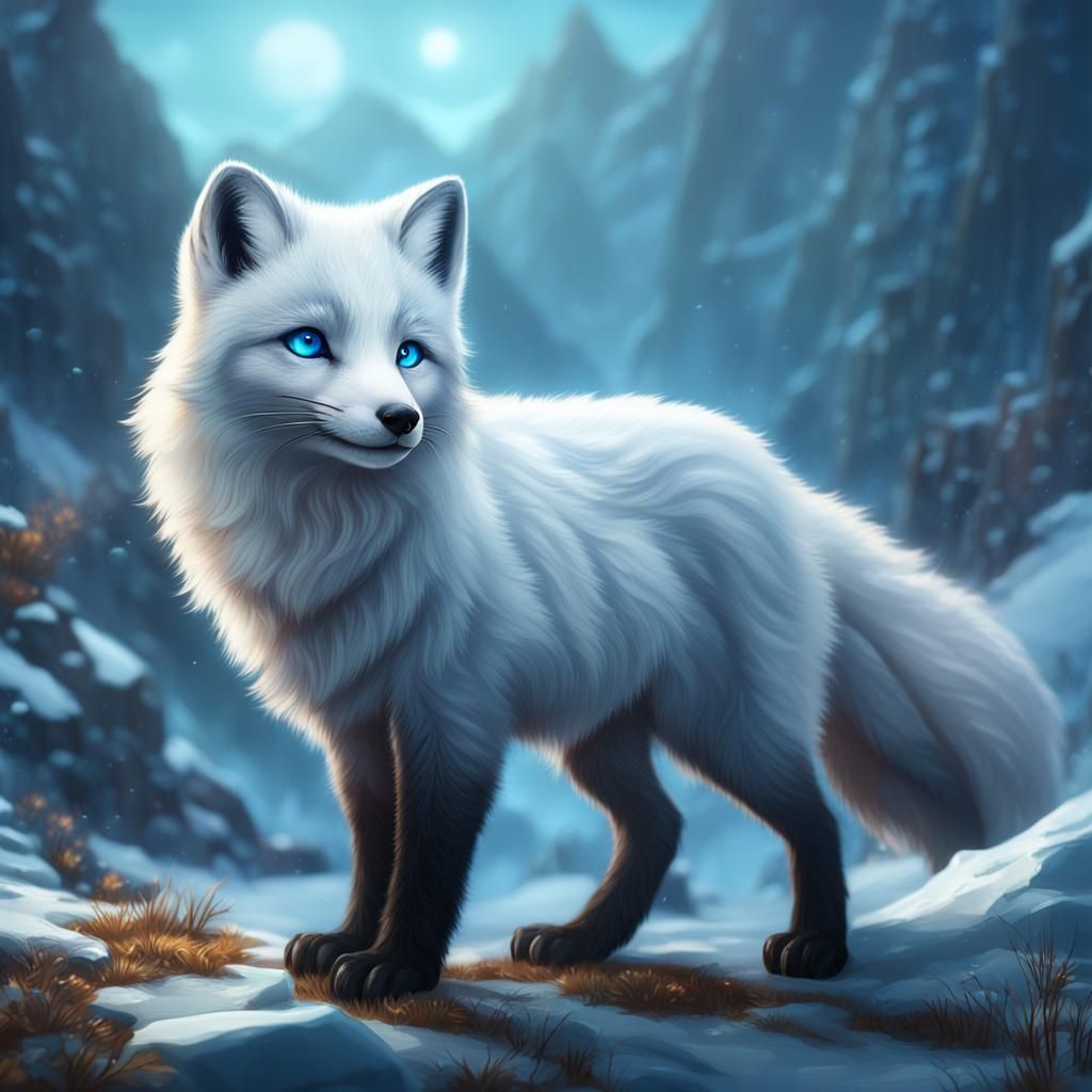 Arctic Fox with Big Eyes: Fantasy Concept Art