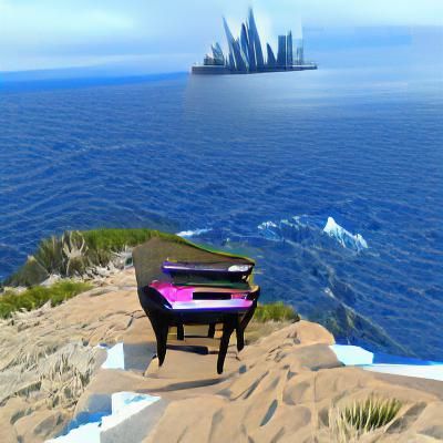 Grand Piano at World's Edge: 8K 3D Render
