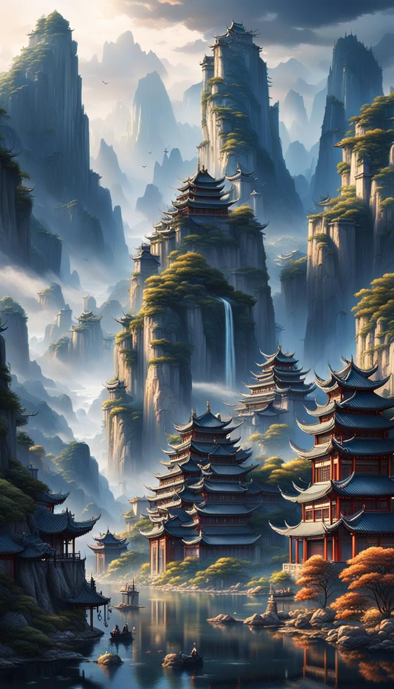 Epic Chinese Landscape Digital Matte Painting