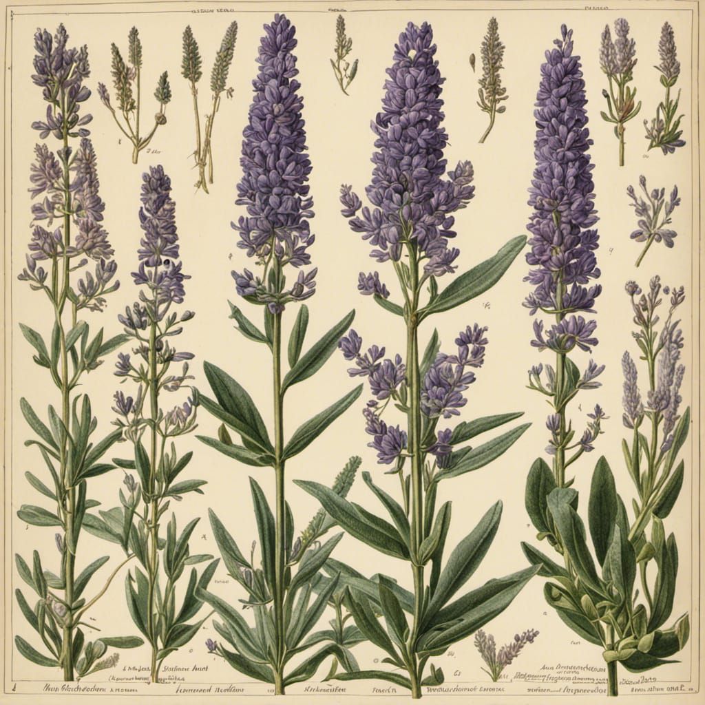Lavender Botanical Illustration in Linnaean Style