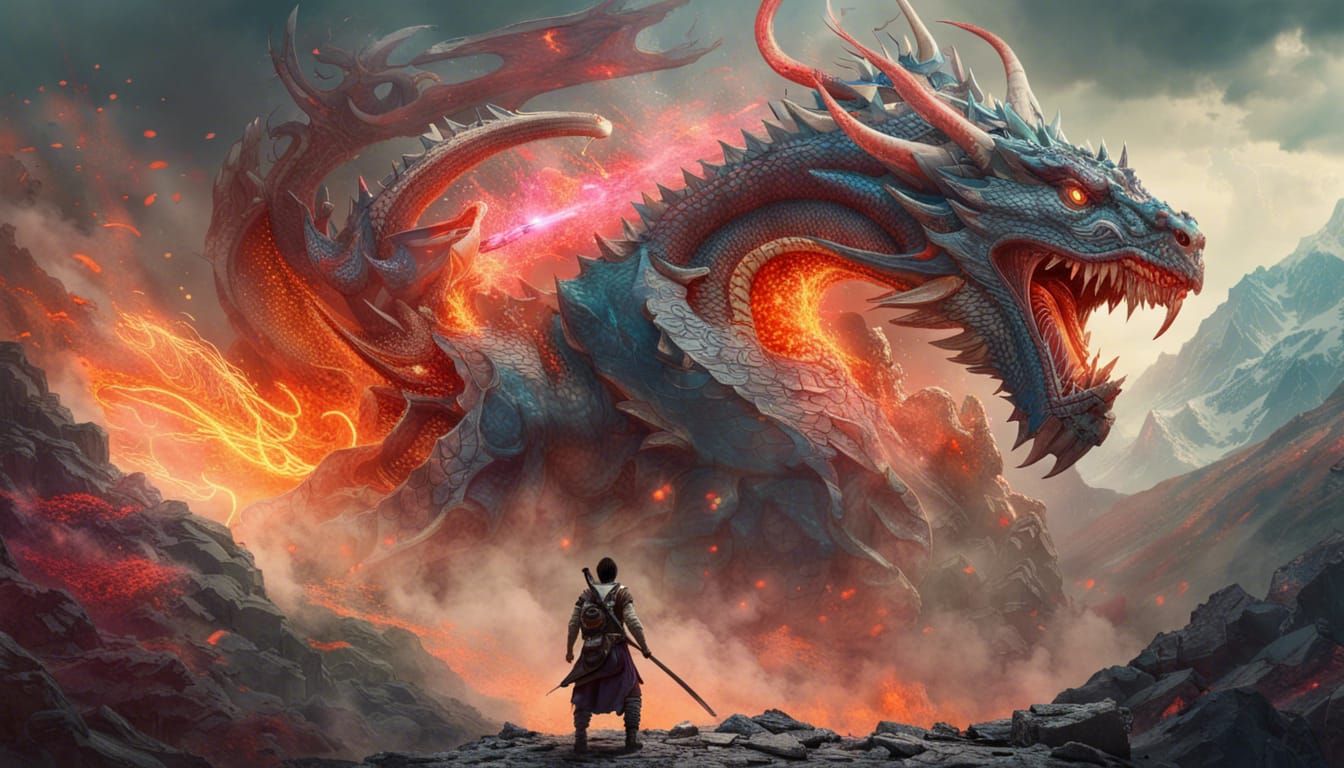 Epic Dragon Battle in Hyperdetailed CGI Style