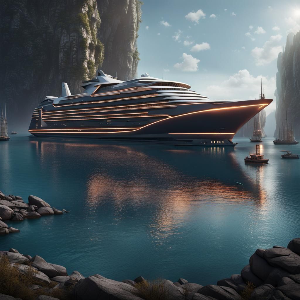 Futuristic Cruise Ship Concept Art in 8k