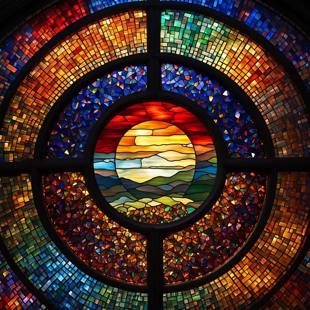 Stained Glass Moon Bursts with Rainbow Light