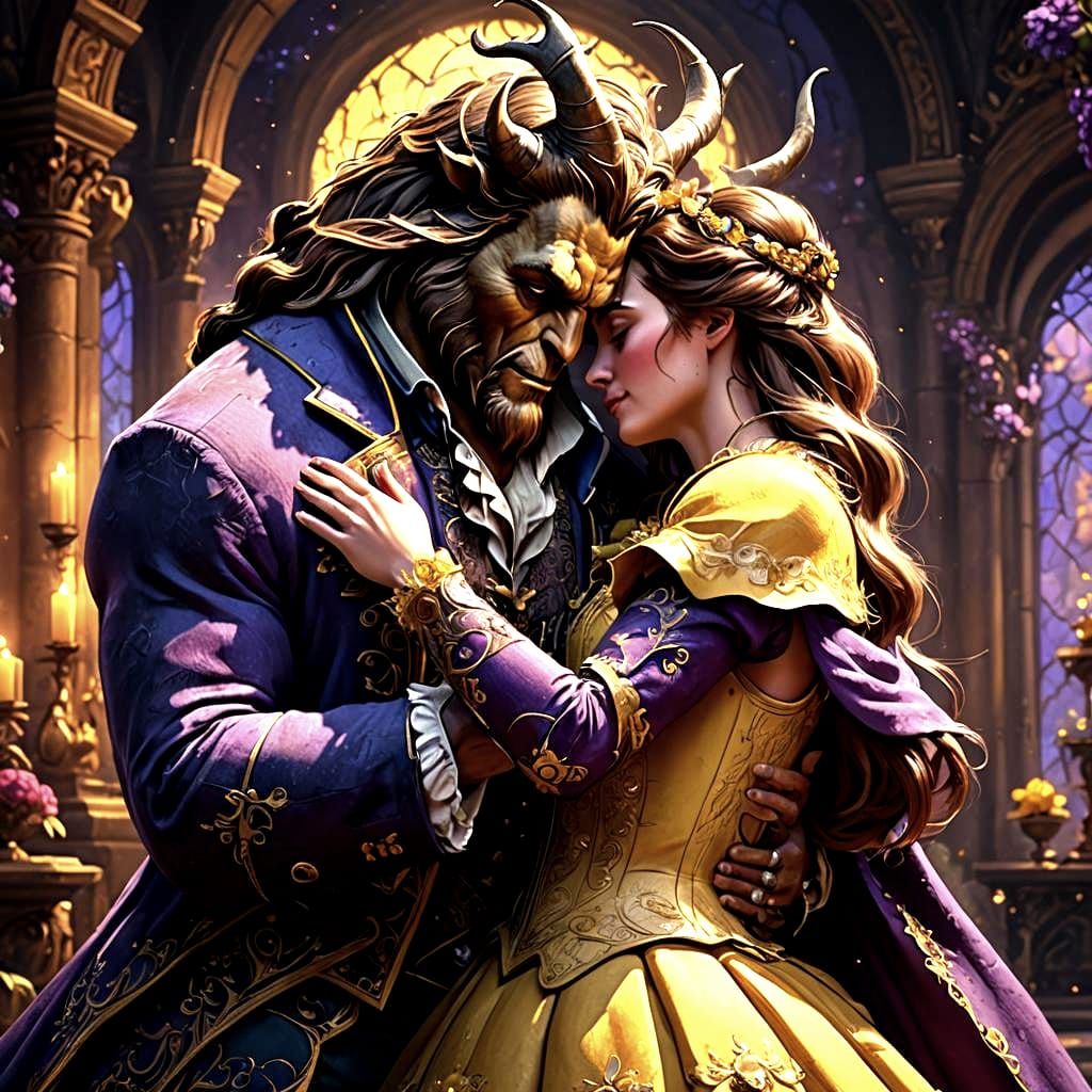 Beauty and the Beast Kiss: Dark Fantasy Art