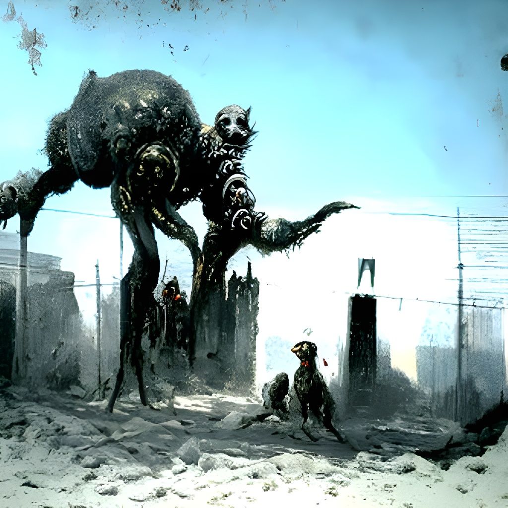 Mutant Wasteland City in Gothic Horror Style