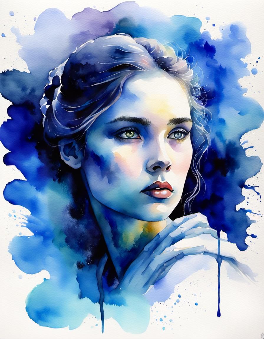 Mystical Watercolor Portrait of Penelope Waits