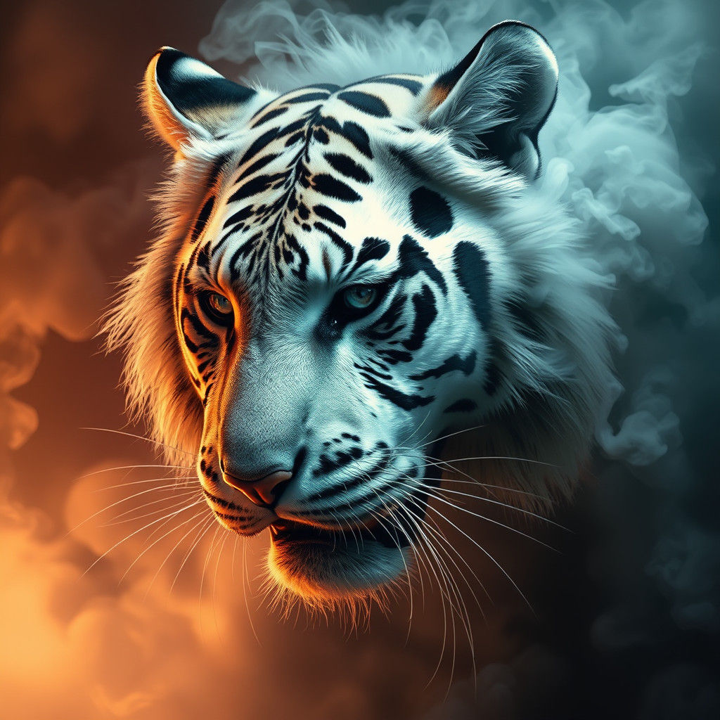 White Tiger in Smoky Splash Art