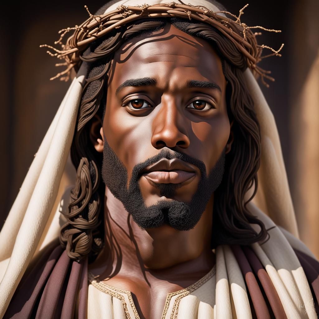 Black Jesus Portrait Reflecting African Heritage