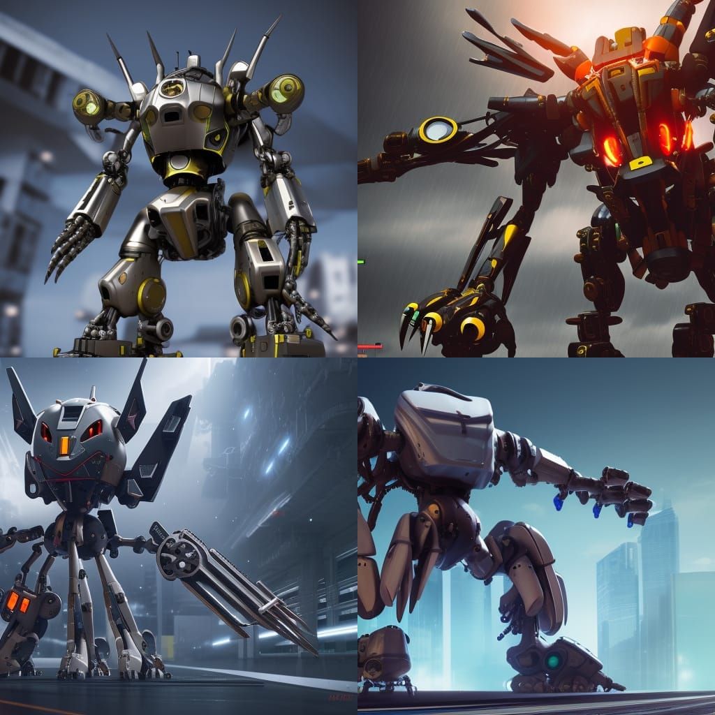 Futuristic Digimon Mech in Sci-Fi Style