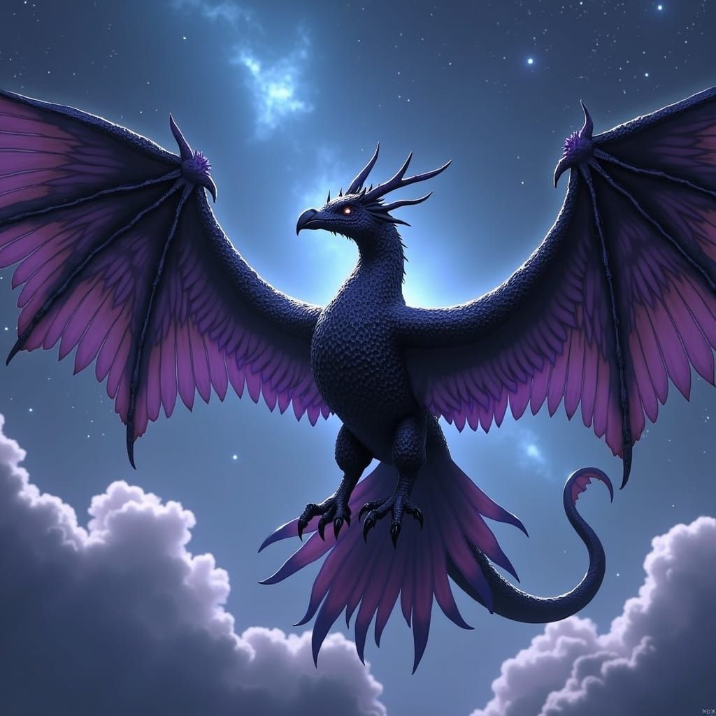 Cosmic Dragon Bird in Anime Style