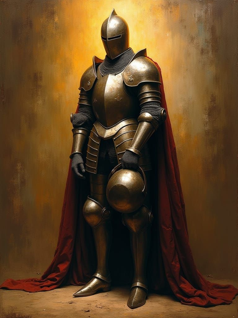 Knight in Armor, Rembrandt-Inspired Artwork
