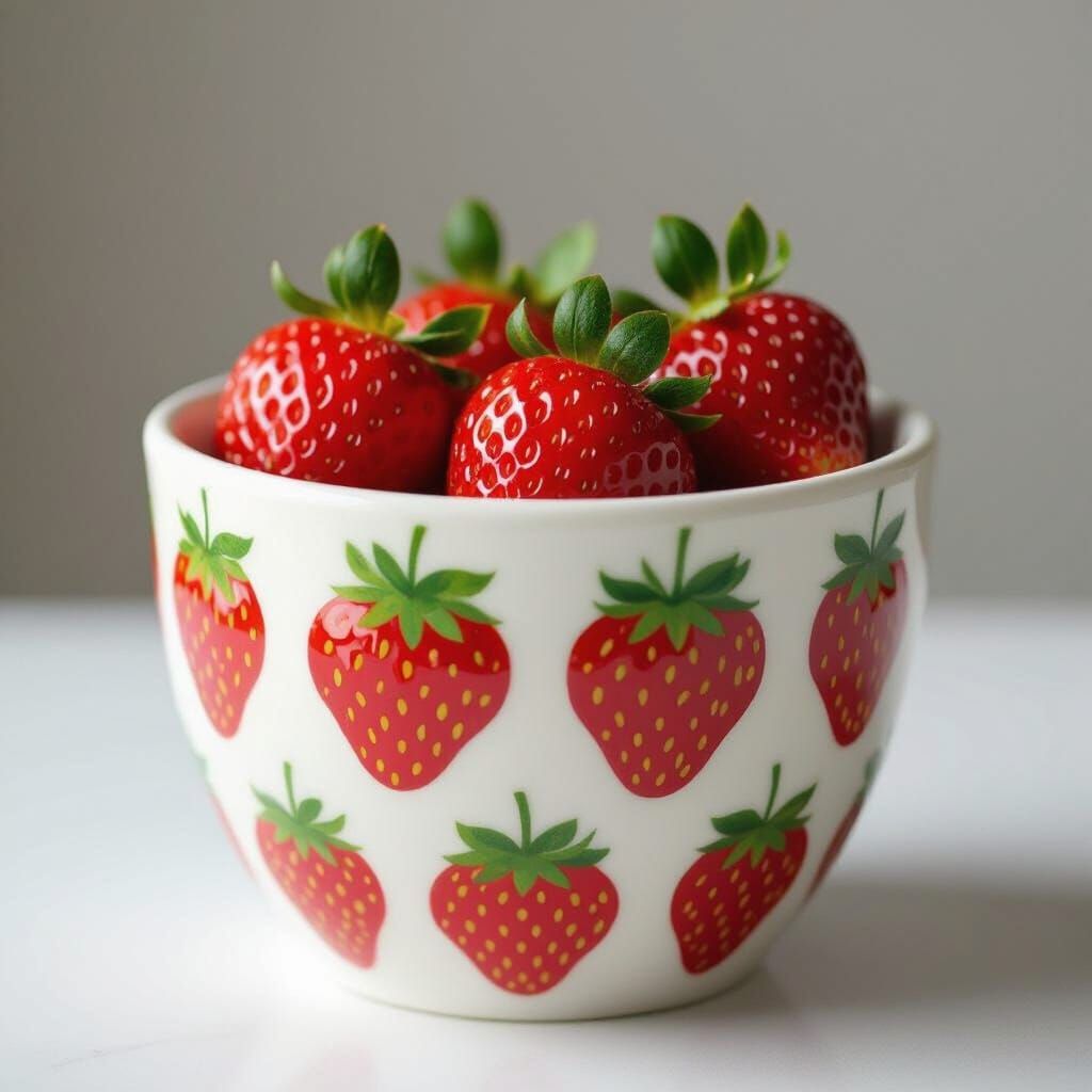 Strawberry Jar Bowl with Fresh Strawberries