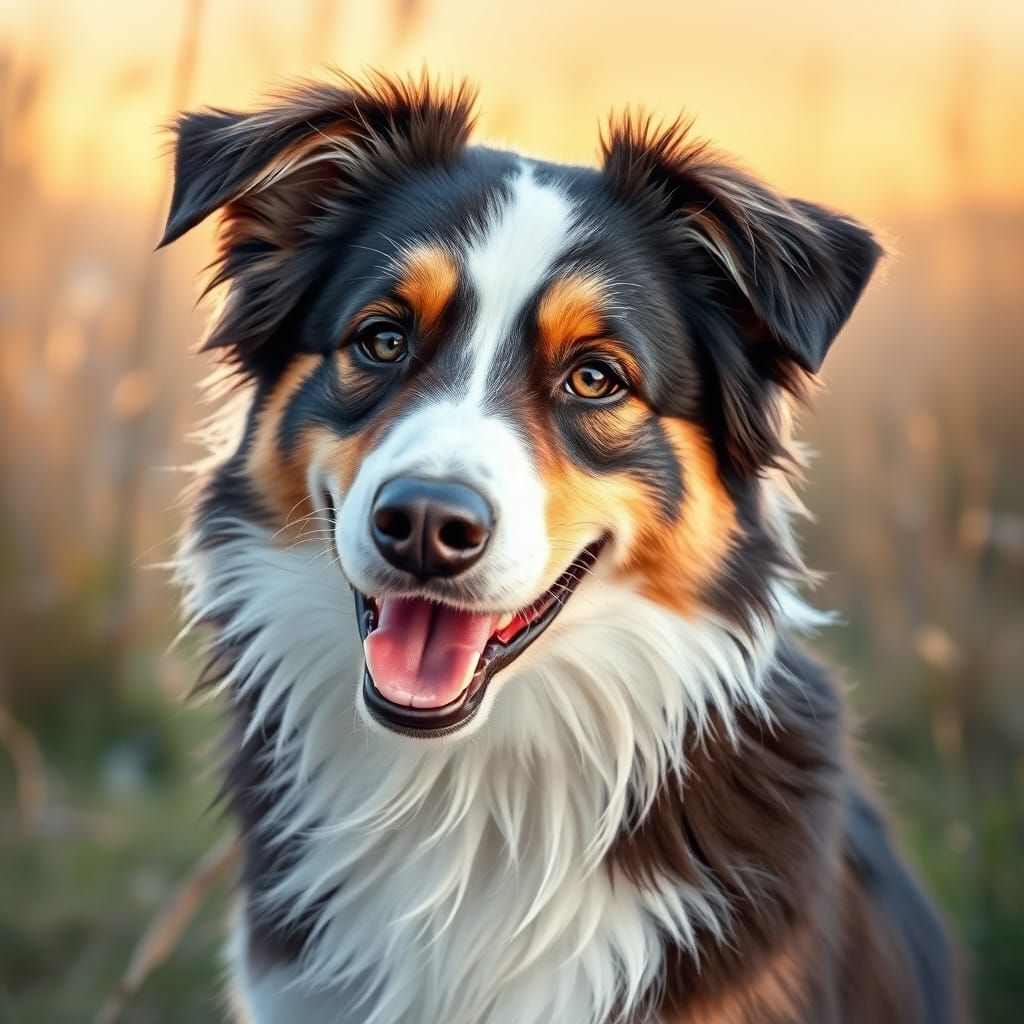 Warmth of a Sunny Day with a Smiling Australian Shepherd