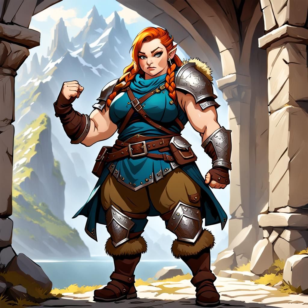 Fantasy Dwarf Female Adventurer in Medieval Setting