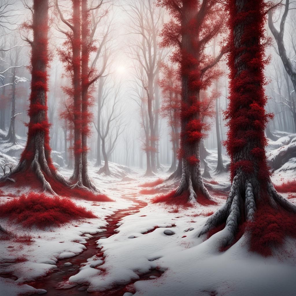 Eerie Forest Scene with Crawling Hand