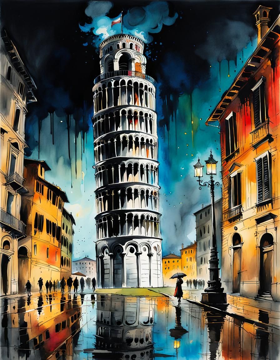 Surreal Leaning Tower in Pisa