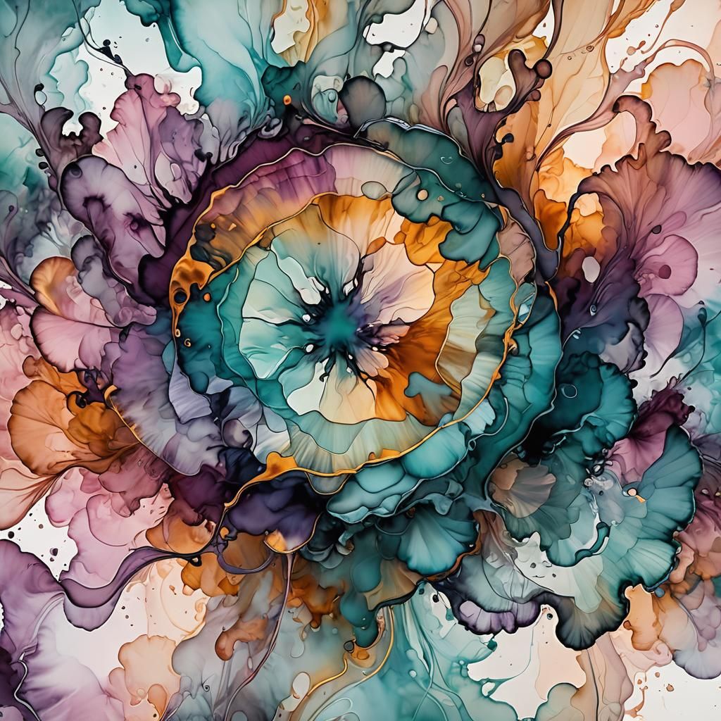 Pastel Abstract Ink Art with Chat Bubble