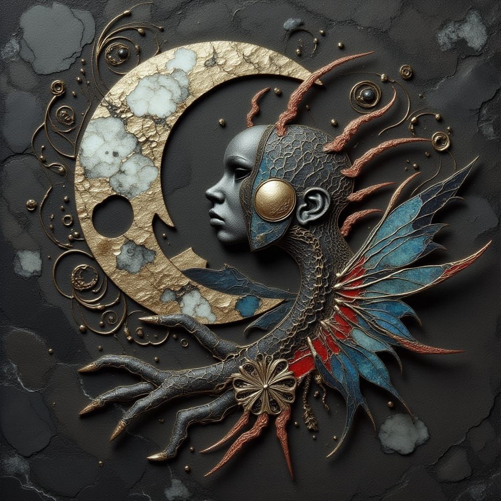 Sad and Malicious Masks in Cloisonné Style