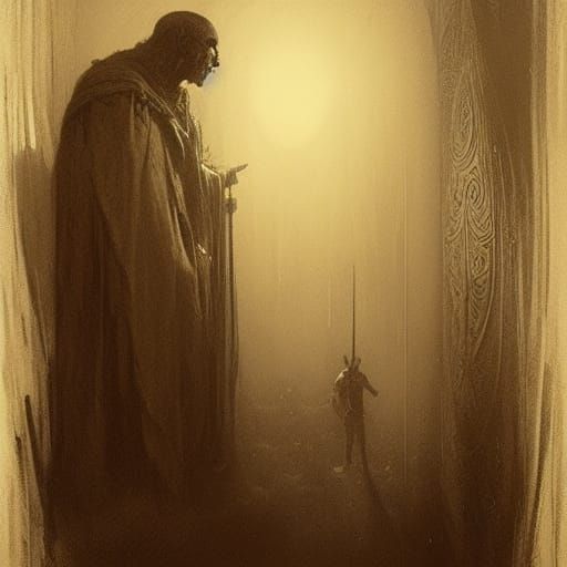 Gothic Horror God in Gustave Doré Style