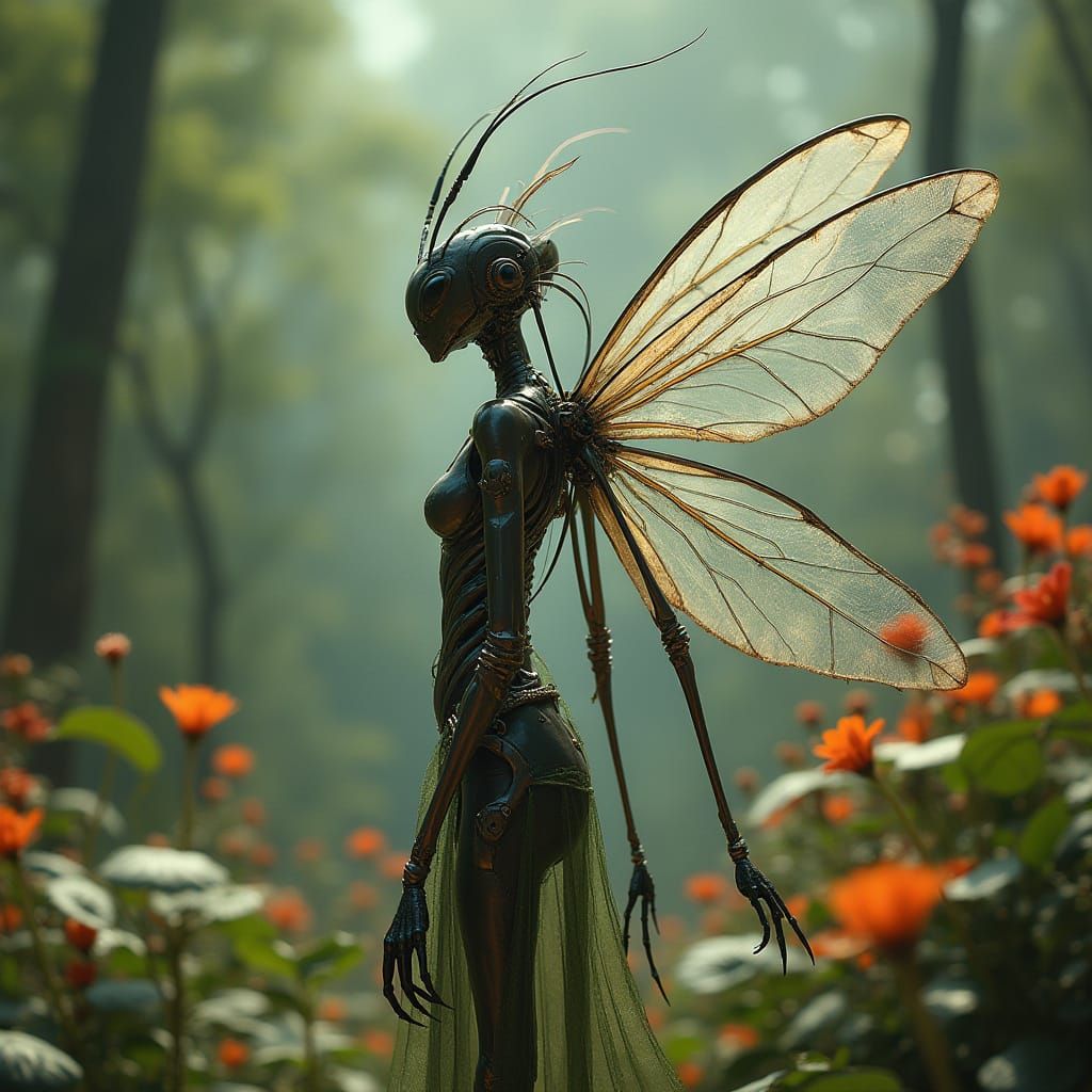 Regal Ant Queen in Futuristic Gown