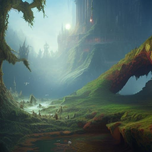 Qbert in Detailed Matte Painting Style