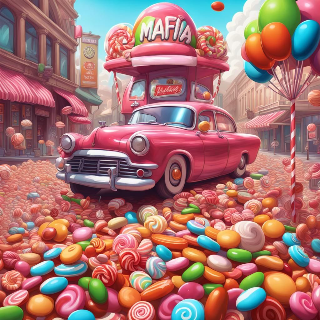 Candy Mafia in Hyperrealistic Digital Illustration