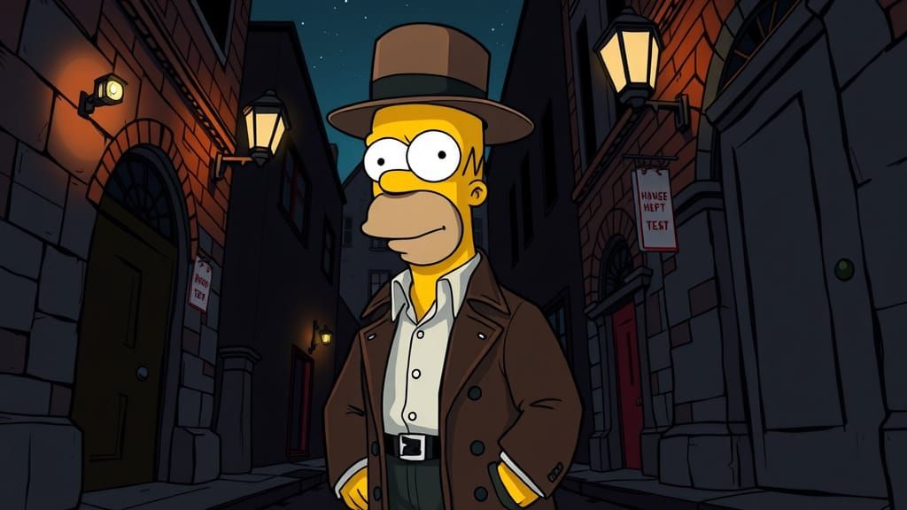 Gothic Homer Simpson in Dark Alleyways