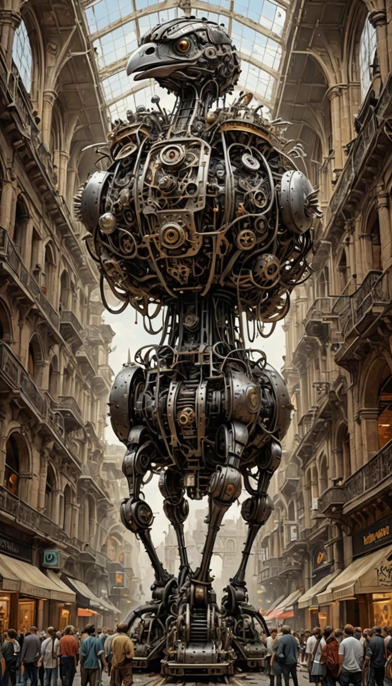 Giant Mechanical Ostrich: Renaissance Poster Art