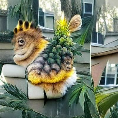 Furry Squirrel Pineapple Hybrid Creature