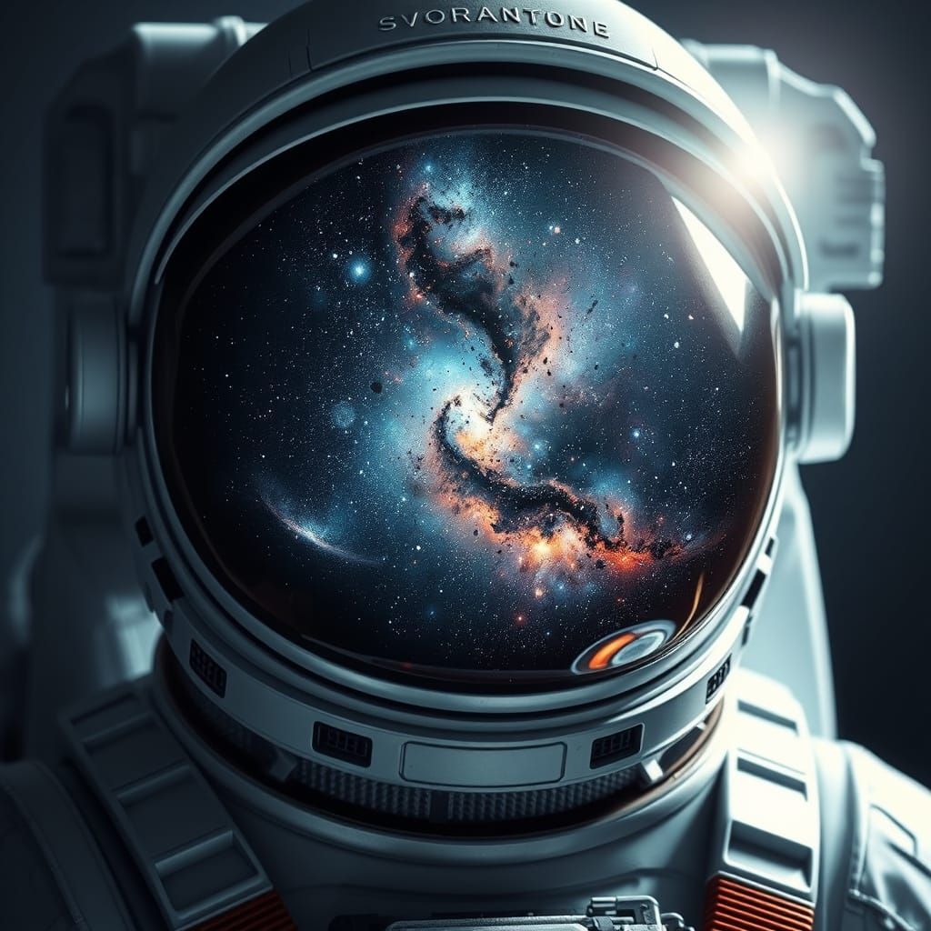 Astronaut Contemplates Infinite Galaxy