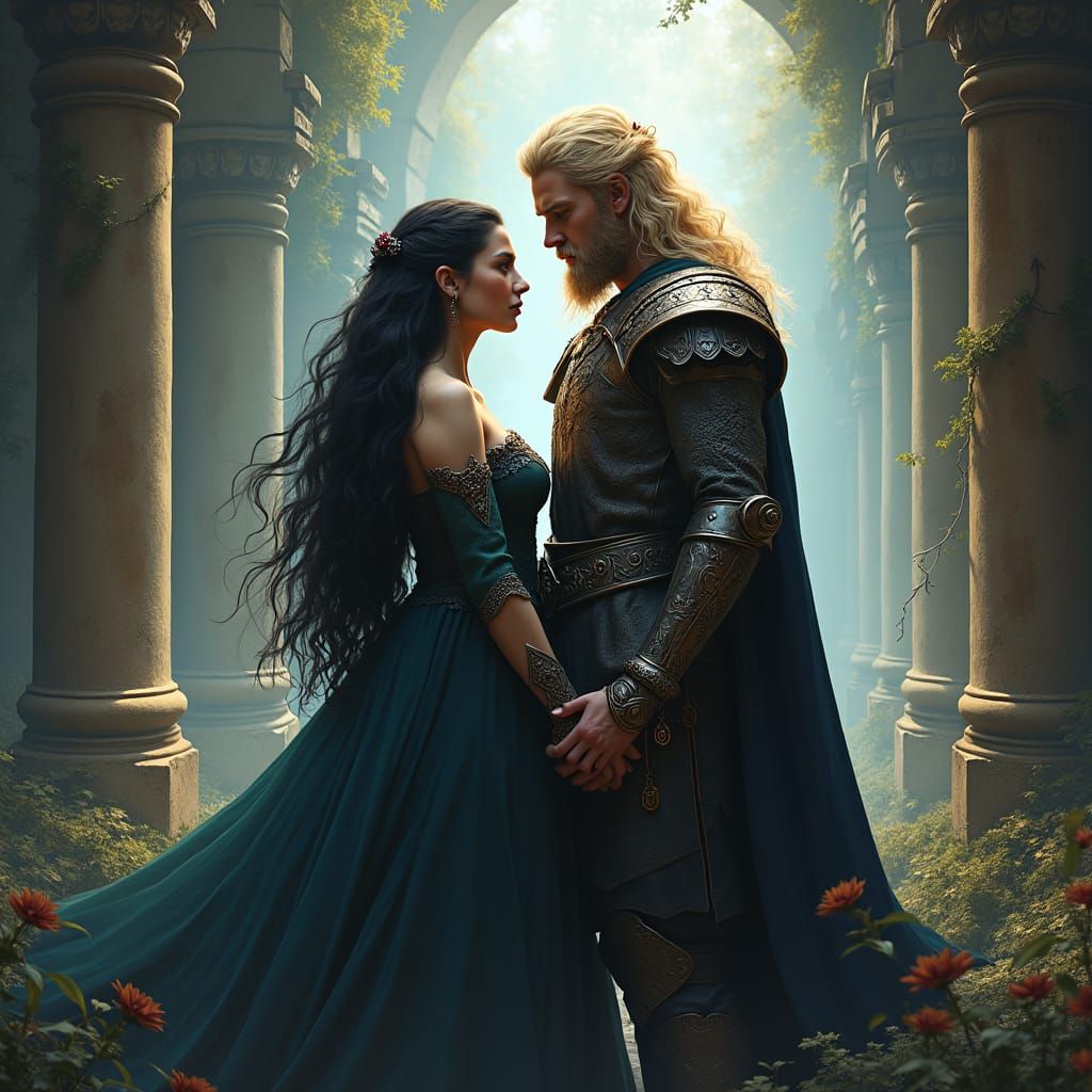 Morgana and Arthur in a Mystical Realm