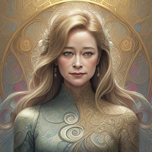 Art Nouveau Portrait of a Smiling Woman