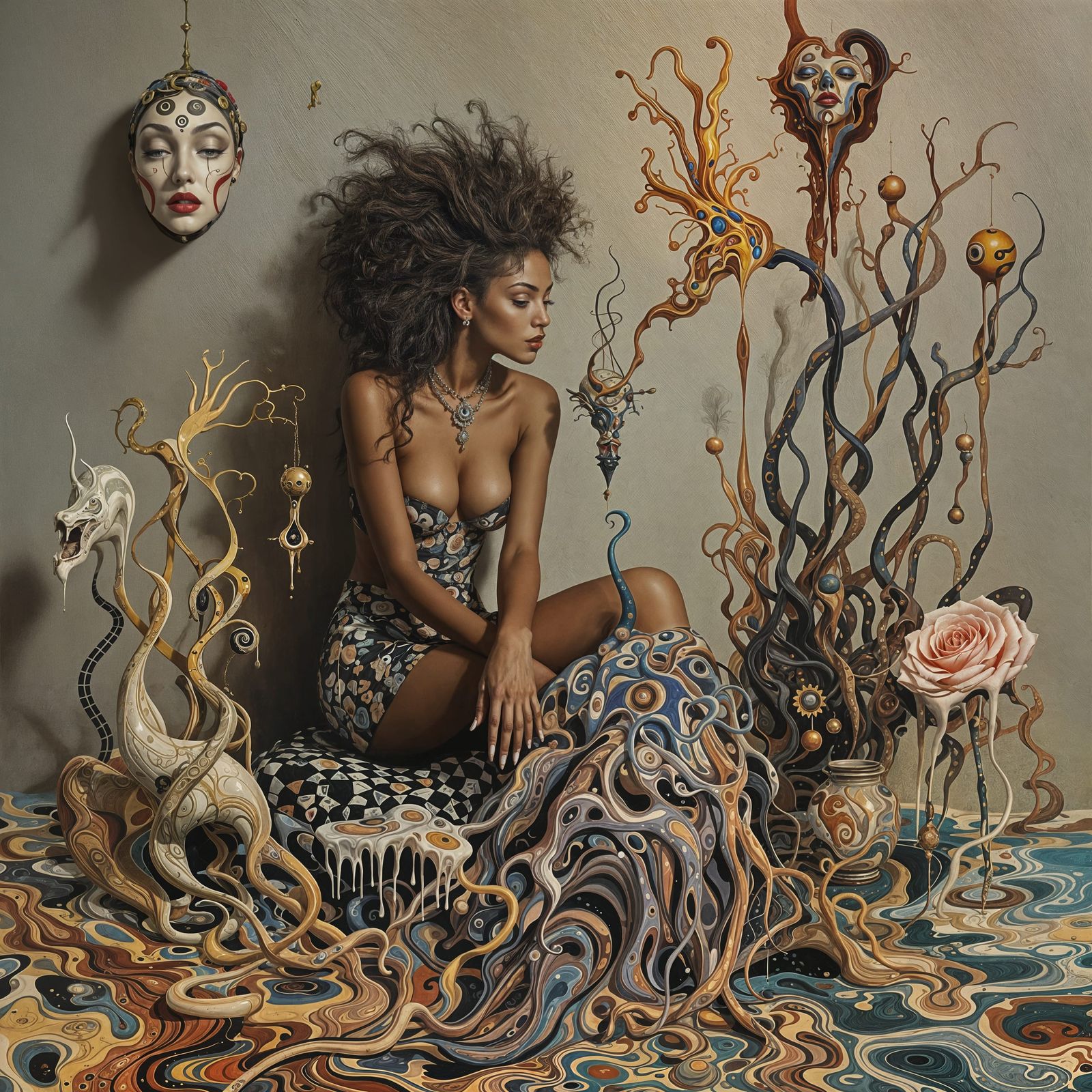 Ethereal Surrealist Masterpiece in Vibrant Colors